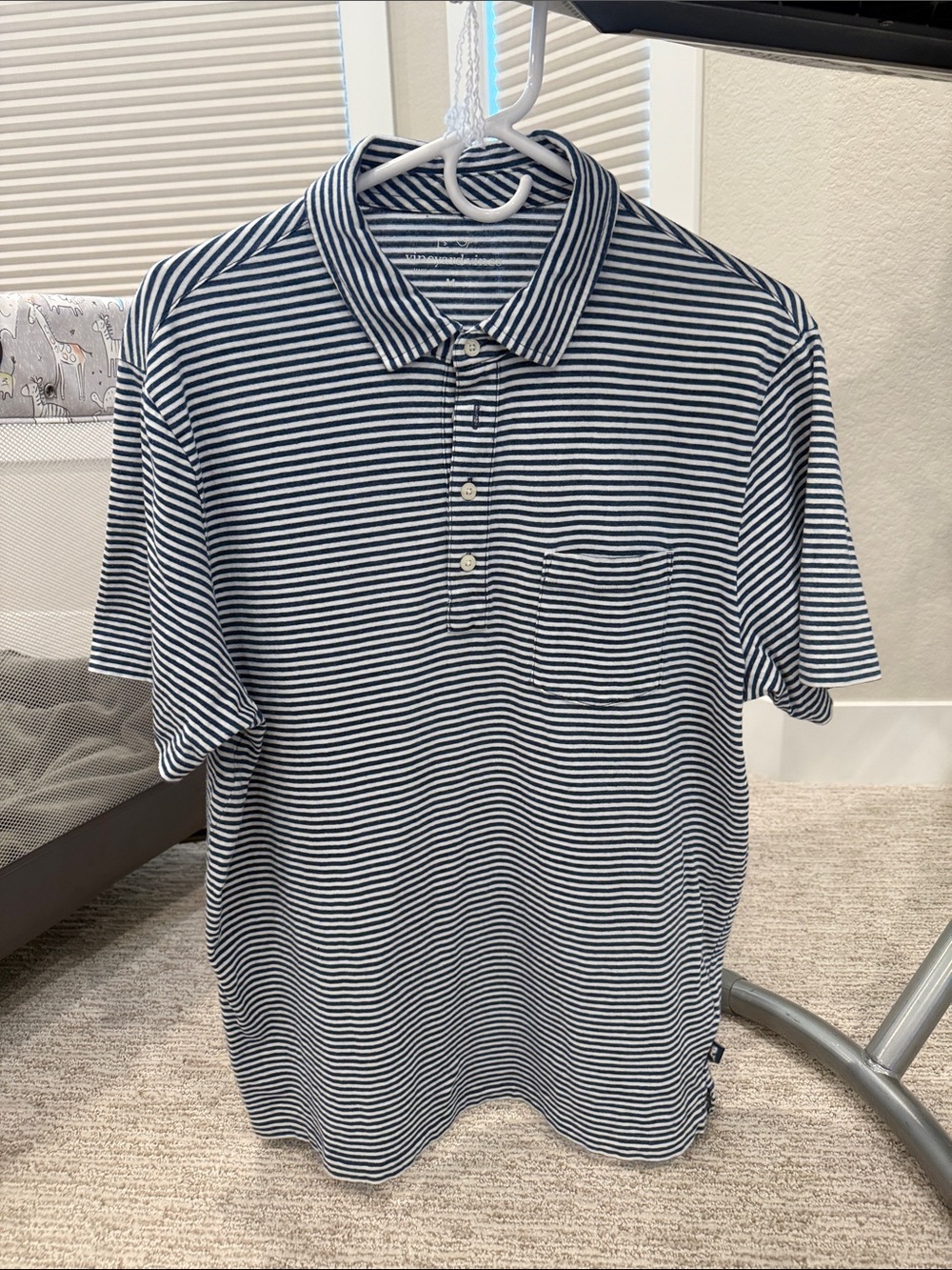 Vineyard Vines Navy & White Striped Polo with Chest Pocket